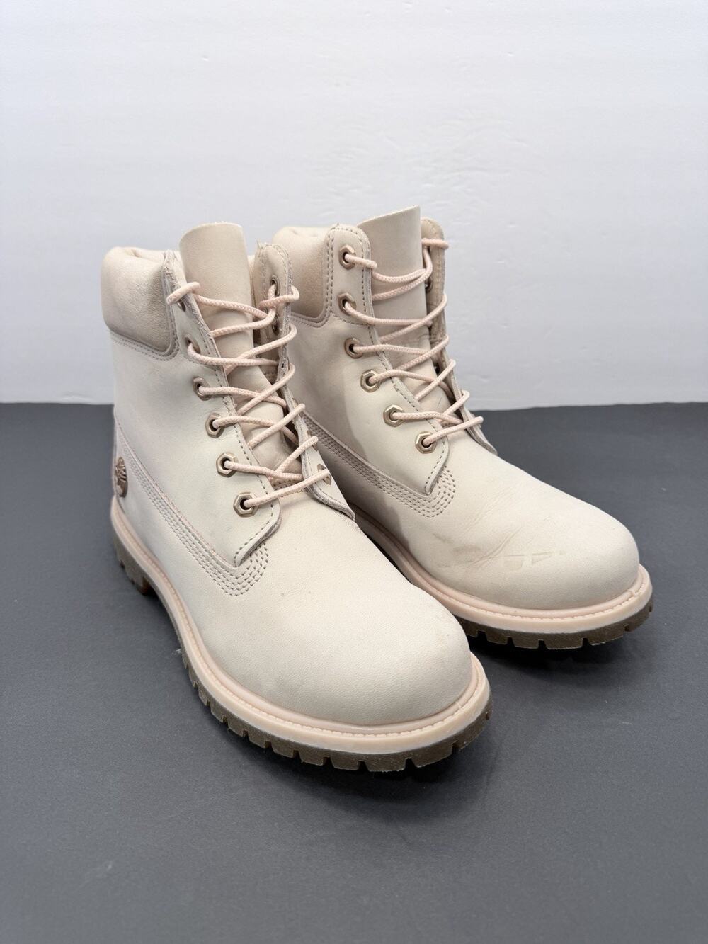 Timberland Premium 6 Inch Waterproof Boots Women’s Size 8 Pink Primaloft Leather